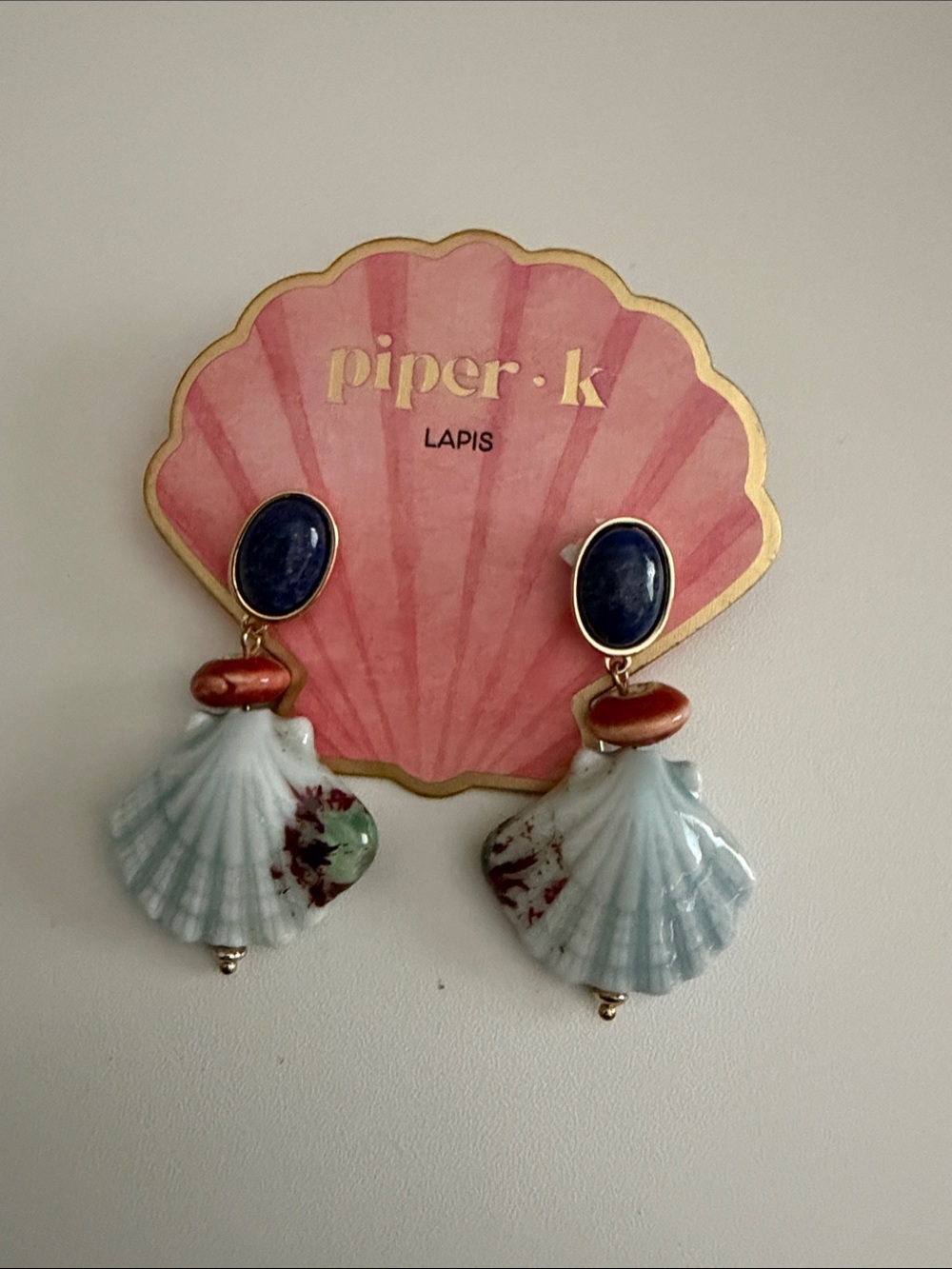 Piped-K Lapis Shell Earrings